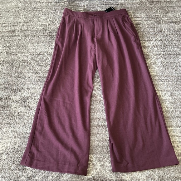 NWT Torrid Brushed Twill Wide Leg Pants Maroon 12R - Picture 4 of 9